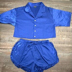 Sara Royal Blue Satin Sleepwear Set